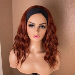 Auburn Red Body Wave Headband Wig - 16 Inch women wear glue-less soft Used
